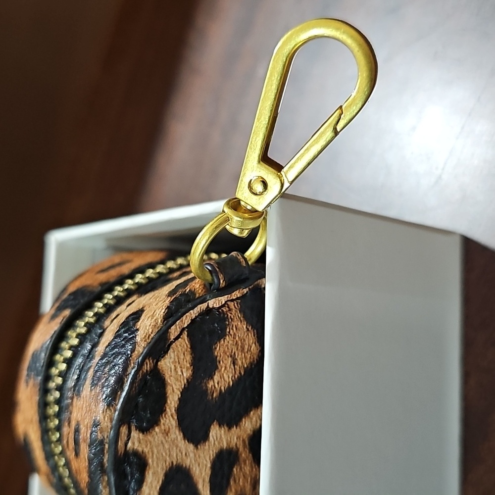 NEW Fawn Design Pacifier Case Leopard Print Faux Leather Holder Hook Zip - Picture 5 of 8